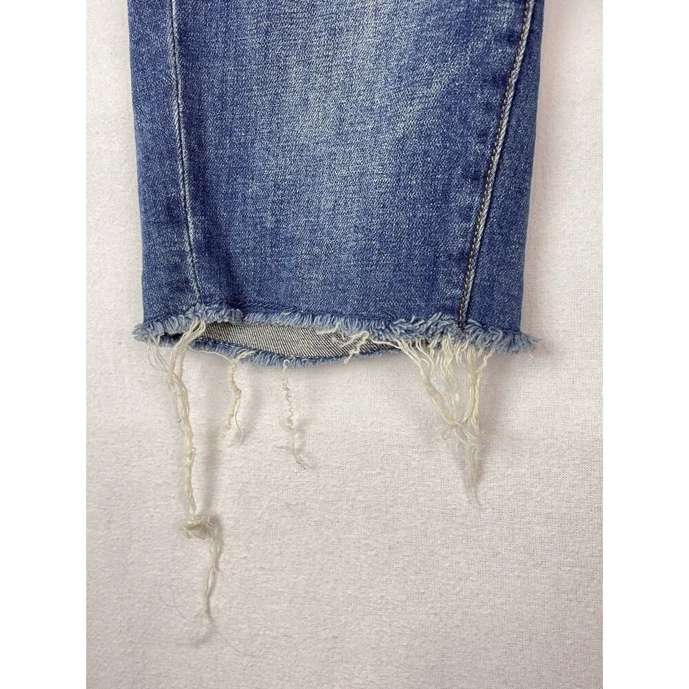 Anthropologie Pilcro Women 28 Shorts High Rise Slim Bermuda Raw Hem Dark Wash - Picture 3 of 9